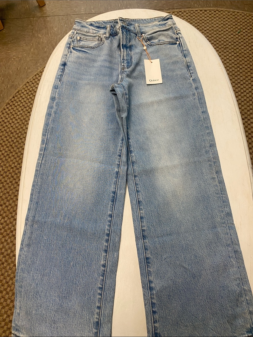 Quince Light Wash Comfort Stretch -High Rise Cropped Wide Leg -28”